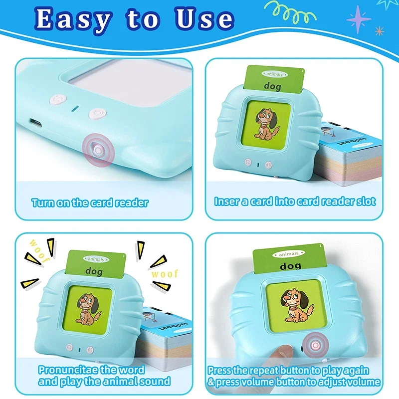 English Language Electronic Book Toddlers Reading Gadget Educational Learning Talking Sight Words Flash Cards Kindergarten Kids