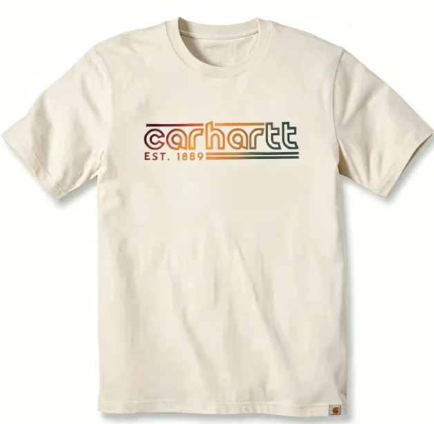 2026 Men White Gradient Line Letter Graphic T Shirt Front Print O-neck Short Sleeve Vintage Workwear Casual Tees For Men
