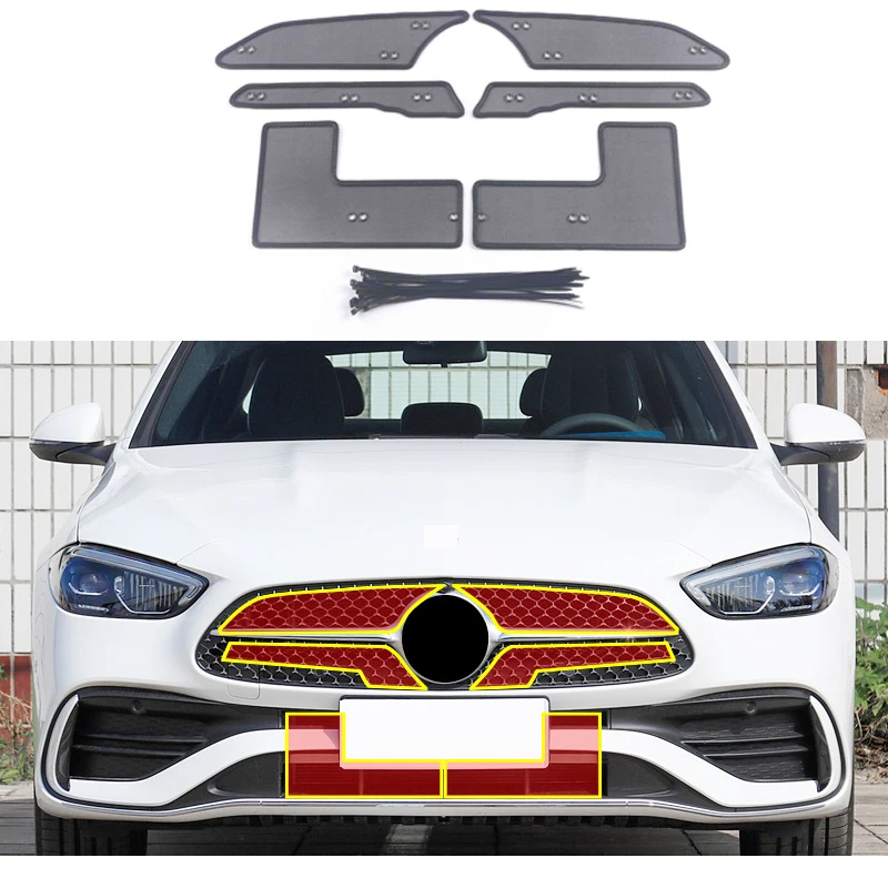 Car Front Grill Net Head Engine Protector Cover Anti-insect for Mercedes Benz C Class 2022 2023 2024 W206 Amg Accessories Kit