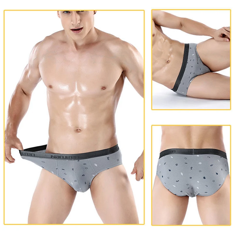 4Pcs Men Sexy Briefs Cotton Underwear Men\'s Breathable Brief Underpants Comfortable Mens Soft  Print Shorts Cueca Male Panties