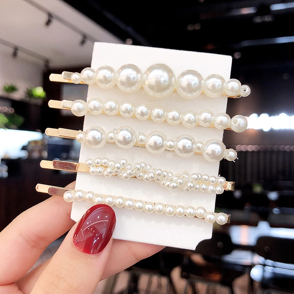 

10 Pcs Simple and Stylish Pearl Hair Clip Set Barrettes Accessory Decorative Clips