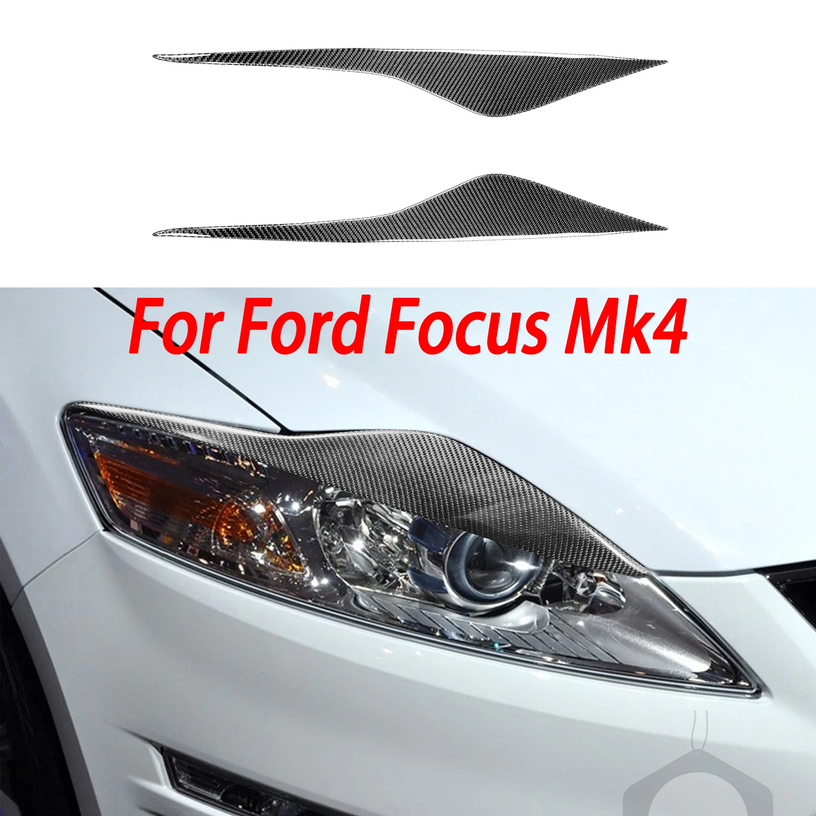 

For Ford Mondeo MK4 2007 - 2013 Car Exterior Headlight Eyebrows Eyelid Cover Trim Piano Black / Carbon Fiber Sticker Accessories