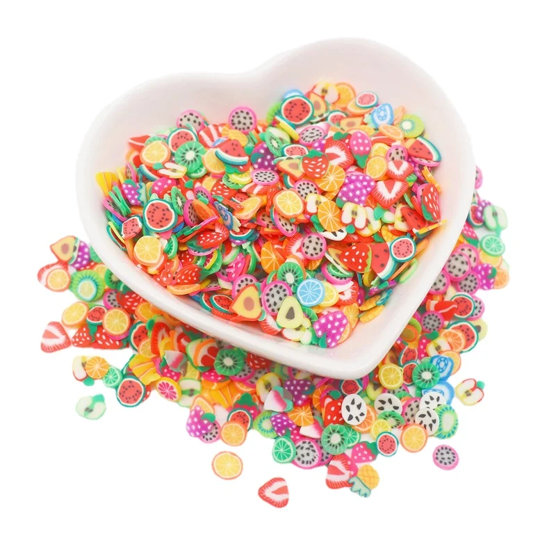Fruit Slice Polymer Clay Watermelon Lemon Avocado Fake Sprinkles Clay Slices for Resin Mold Making Jewelry Filling Slime 10g