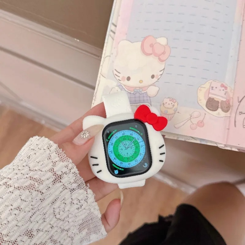 Sanrio Kawaii Cartoon Hello Kitty Case For Apple Watch Sport 1/2/3/4/5/6/7/8/9st Gen S10 S11 Ultra SE 38/45/41/44/42/46/49mm view 3