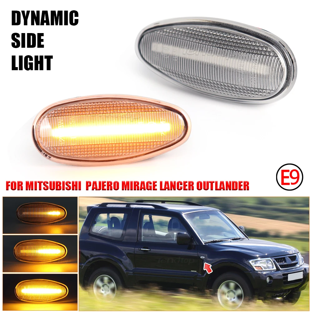 LED Sequential Amber Side Marker Light Turn Signals Blink Lamp For Mitsubishi Pajero Shogun 3 Sport K9 Galant Outlander Lancer