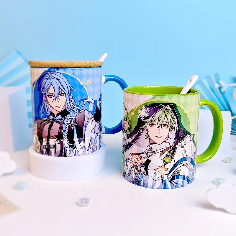 كوب قهوة من السيراميك مع غطاء ملعقة ، كوب ماء لعبة تأثيري ، أنيمي جديد ، نو: كرنفال ، إدموند ، شفرة أوليفين ، إيدن ، هدية كرتون