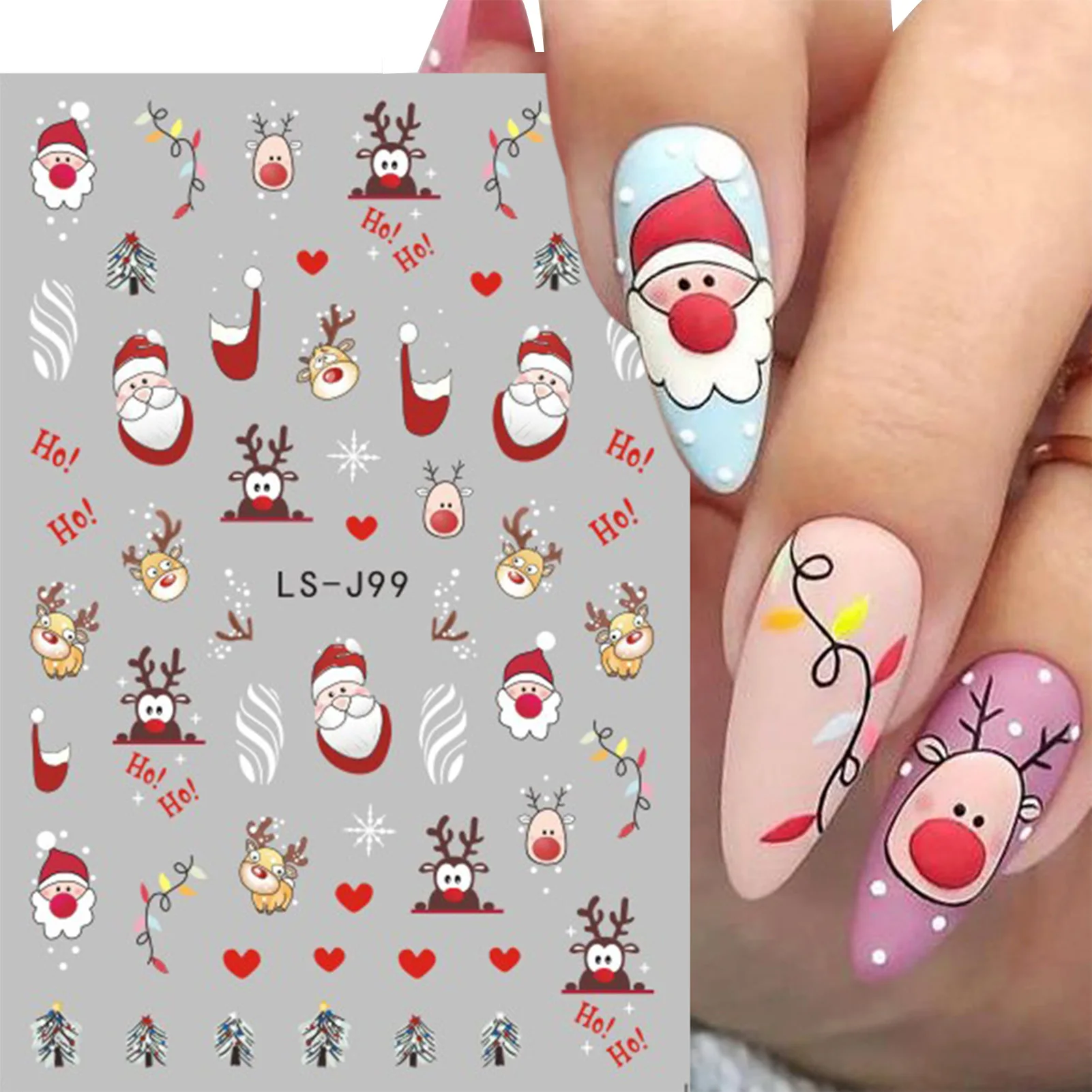 9 Sheets Christmas Nail Art Stickers Multi Pattern Christmas Snowflake Nail Art Stickers Suitable for Nails Art Decorations