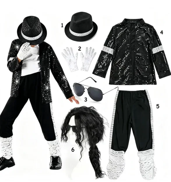 2026 80s 90s Hip Hop Michael Jackson 5 Costume Boys Superstar Singer Outfit Halloween Carnival Stage Dance Cosplay Party Wear view 5