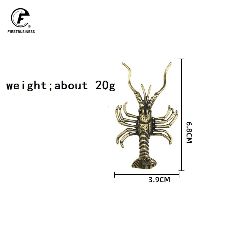 Solid Brass Crayfish Ornament Vintage Animal Pen Holder Desktop Decorations Crafts Collections Lobster Figurines Miniatures Pets