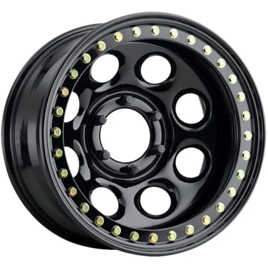 RT81 Rock 8 15x10 5x5.5 -44mm Gloss Black Wheel Rim 15 Inch for Off-Road Use High-Strength Alloy Glossy Black Finish Durable an