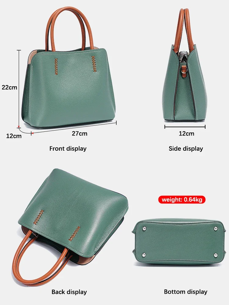 Zency-Bolso de compras de cuero genuino para mujer, bolso de mano de diseñador con asa superior, bolso de cubo de gran capacidad, bandolera para viajeros OL