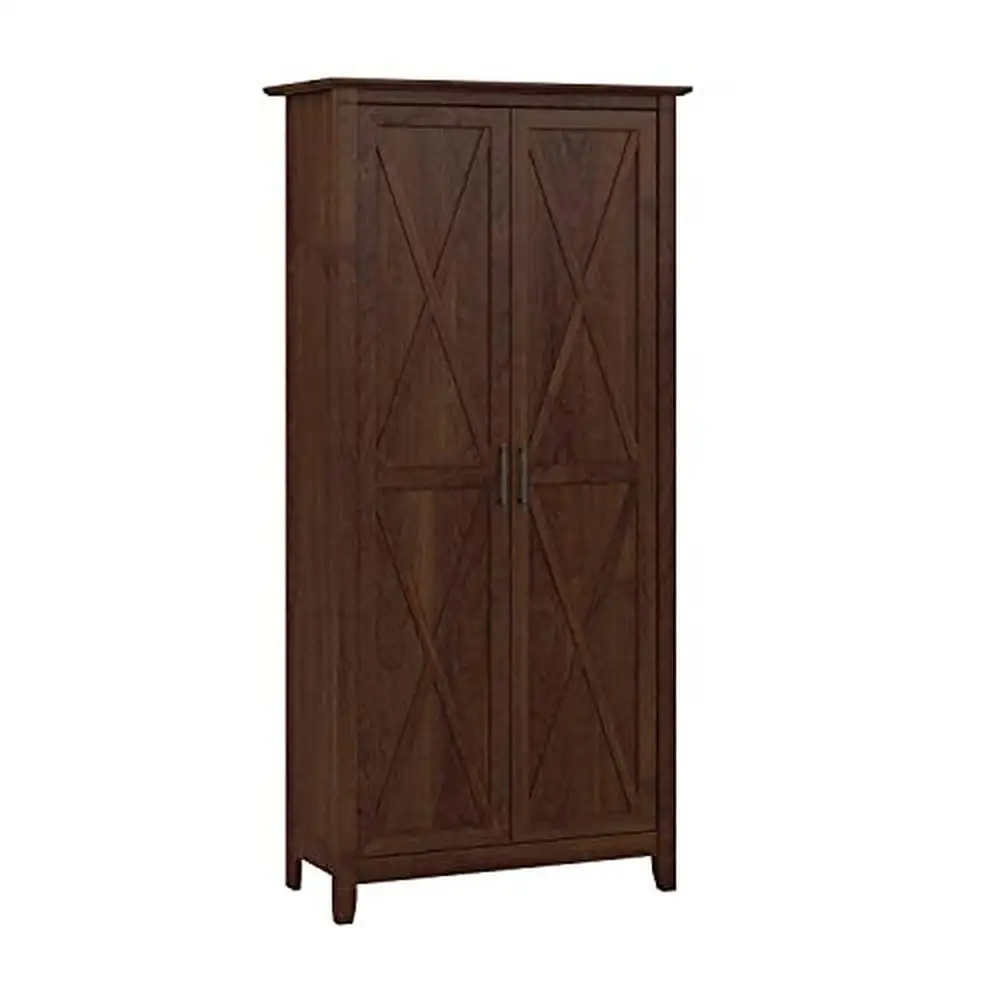 Key West Tall Bathroom Storage Cabinet w/ Adjustable Shelves in Bing Cherry Farmhouse Style Stable & Organized Solutions