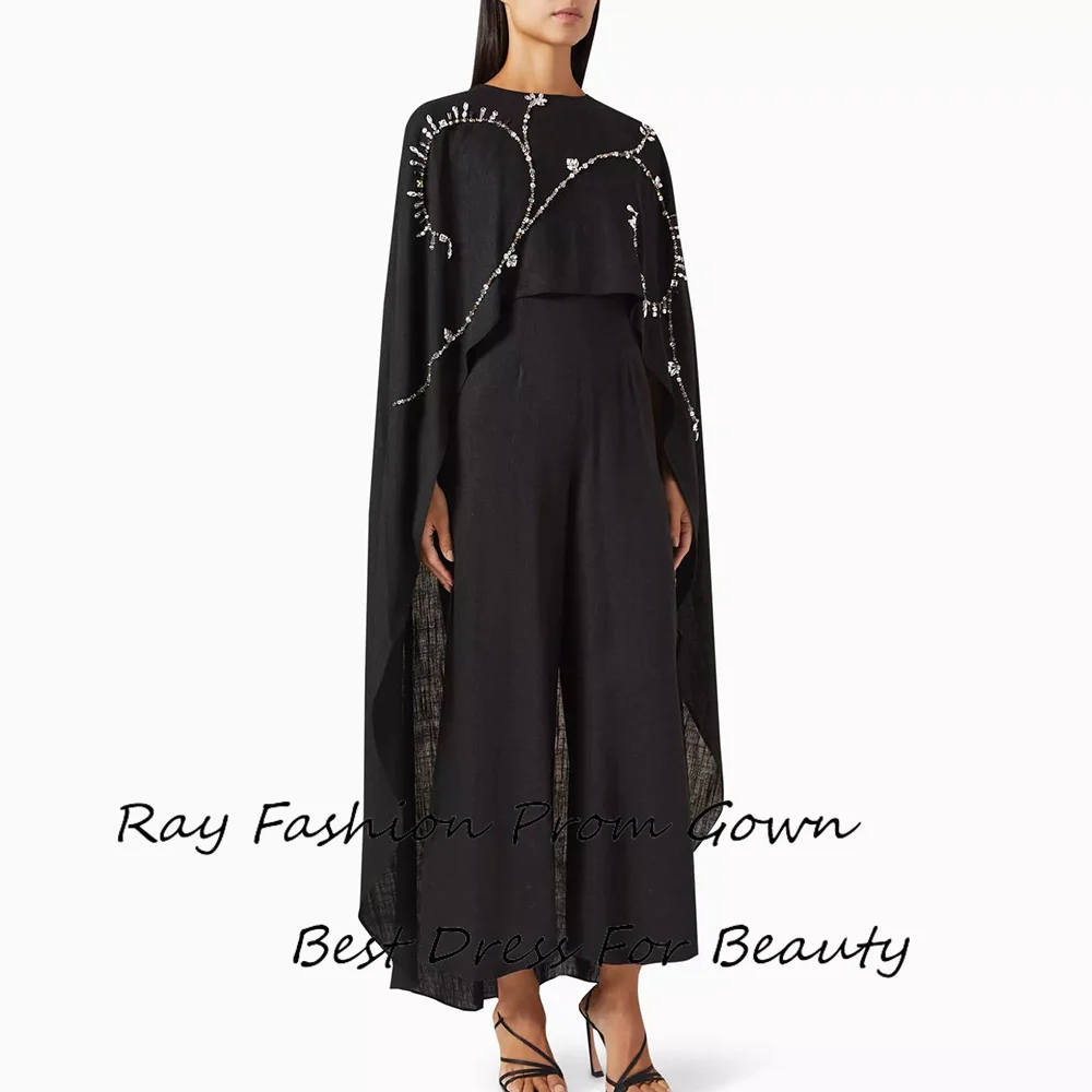 

Ray Jumpsuit Evening Dress Sexy High Neck With Long Shawl فستان حفلة موسيقية Luxury Crystal Cocktail Party Prom Gown For Women