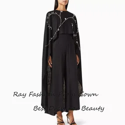 Ray Jumpsuit Evening Dress Sexy High Neck With Long Shawl فستان حفلة موسيقية Luxury Crystal Cocktail Party Prom Gown For Women