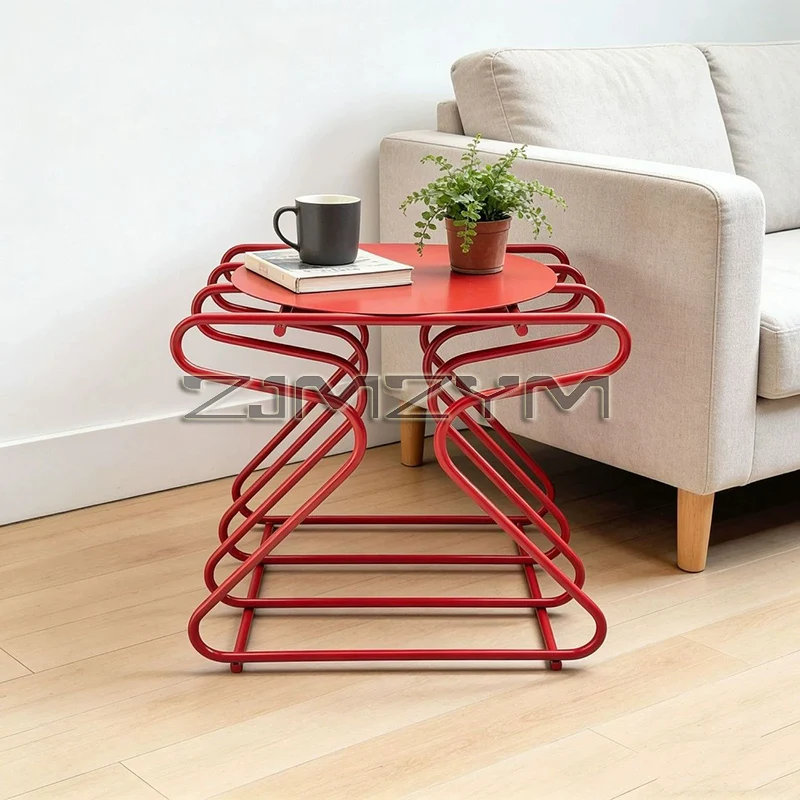 Minimalist Metal Edge Table, Modern Geometric Frame Edge Table, Creative Small Coffee Table In Living Room And Bedroom