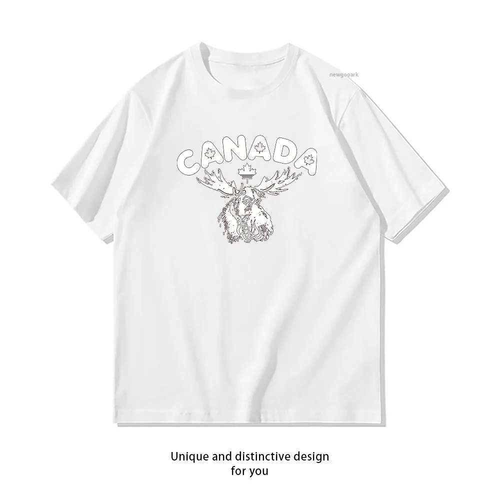Camiseta Vintage de Canadá con diseño de alce canadiense, Montreal, Toronto, bandera de Canadá, hoja de arce, para hombre y mujer, informal, de algodón, estampada.