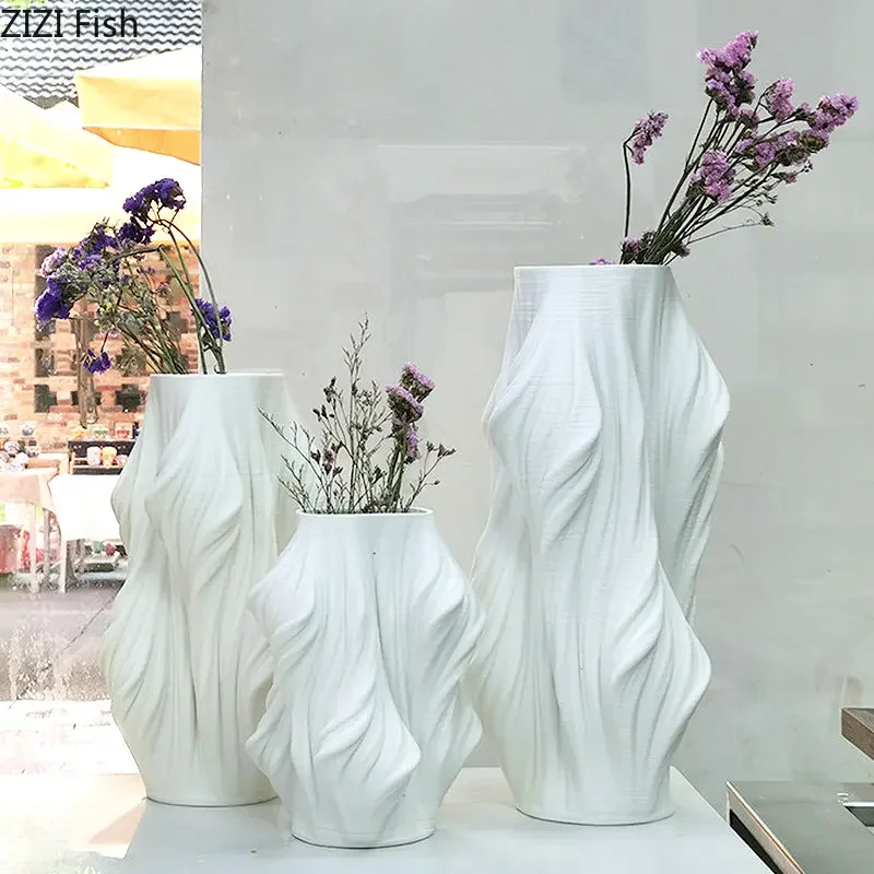 Creative Ceramic Vase Desk Decoration Artificial Flowers Decorative Flower Arrangement Room Aesthetics Decor Floral Vases