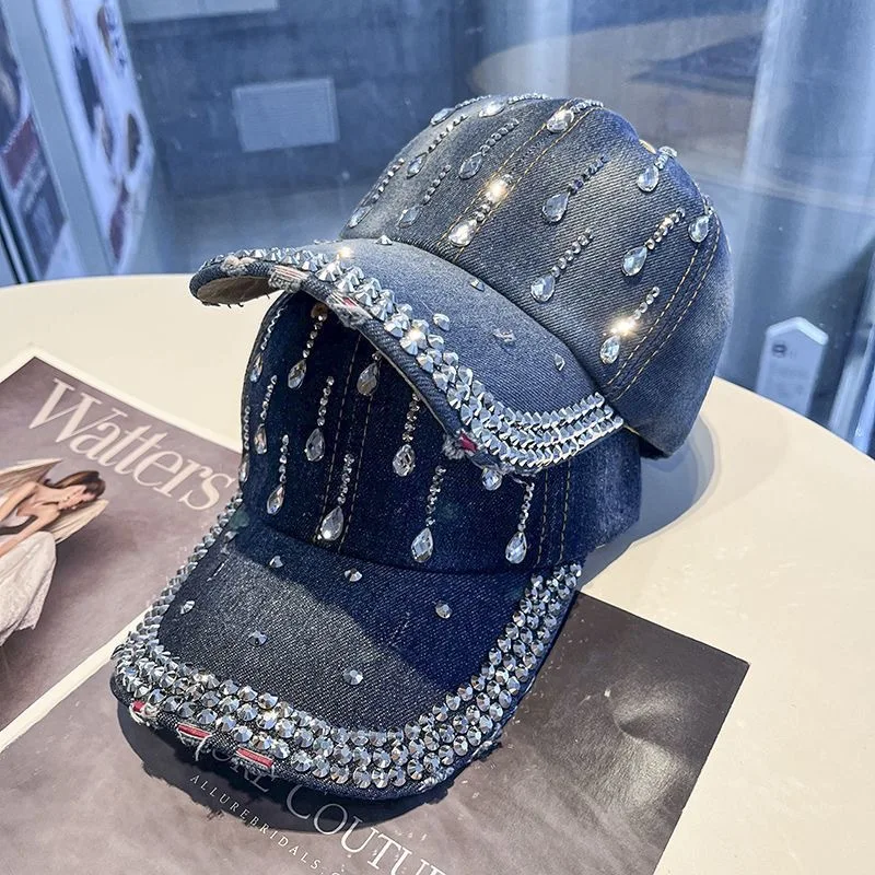 New Style Face-Slimming Baseball Cap for Women, Cross-Border Diamond-Embellished Duckbill Cap, Korean Version, Versatile