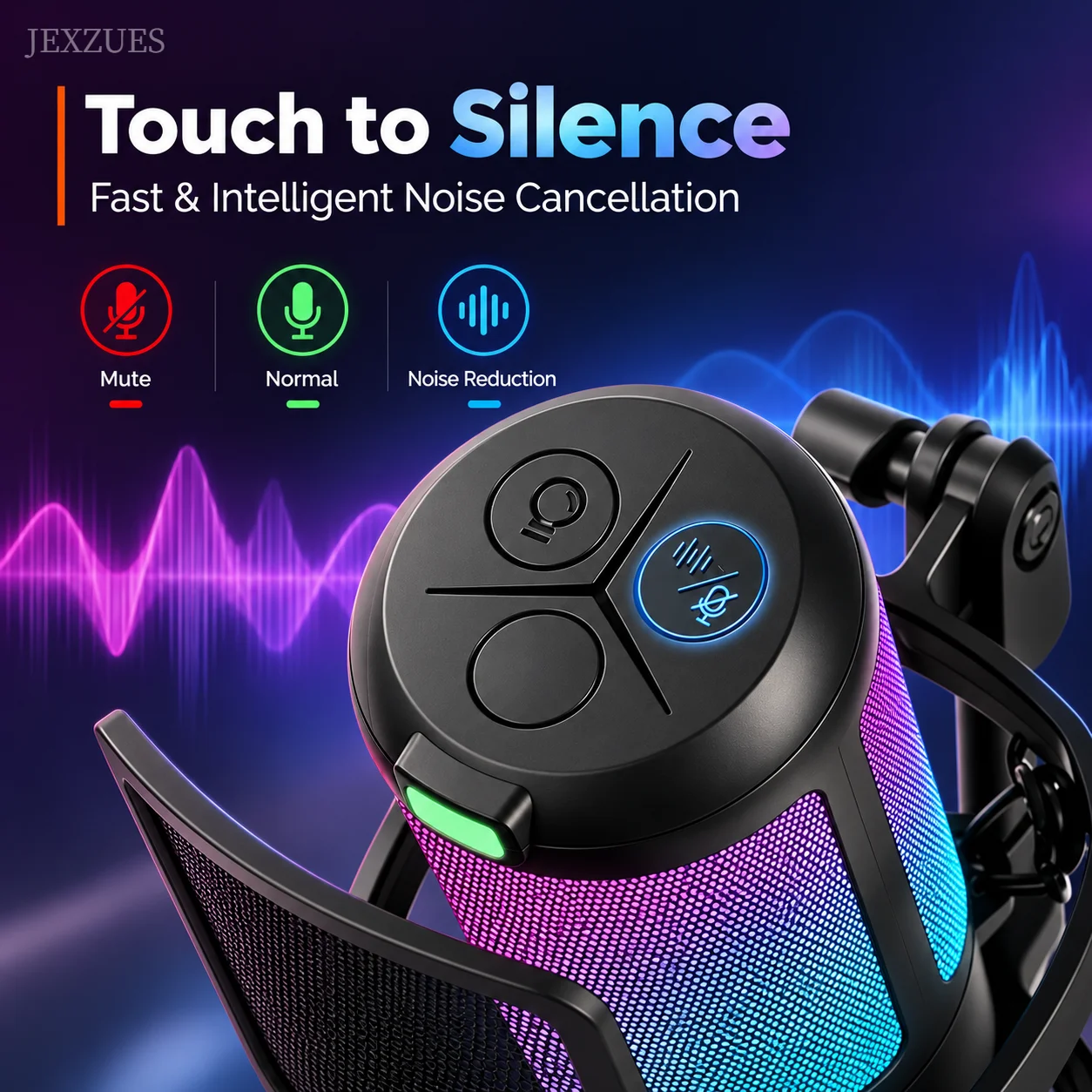 RGB USB Condenser Microphone,  - Recording Pop Filter ulasan dan harga