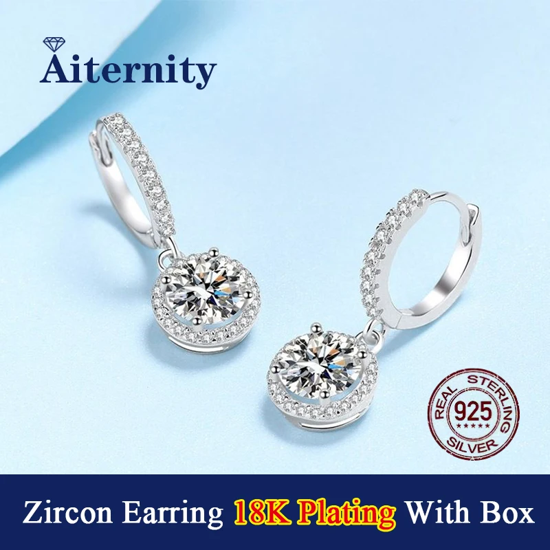 

Round Zircon Earring Stud D Color VVS1 for Women S925 Sterling Silver 18K Plating Earrings As Shinning As Diamond Jewelry