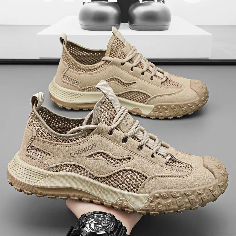 Men's Mesh Shoes Spring and Summer Canvas Breathable Casual Board Shoes Men's New Fashion Trend Low White Shoes Sneakers
