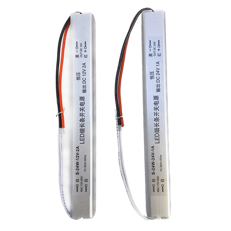 24W AC110V 220V to DC12V 2A 24V 1A Driver Ultra Thin LED Strip Switching Power Supply Transformer for Slim Advertising Light Box