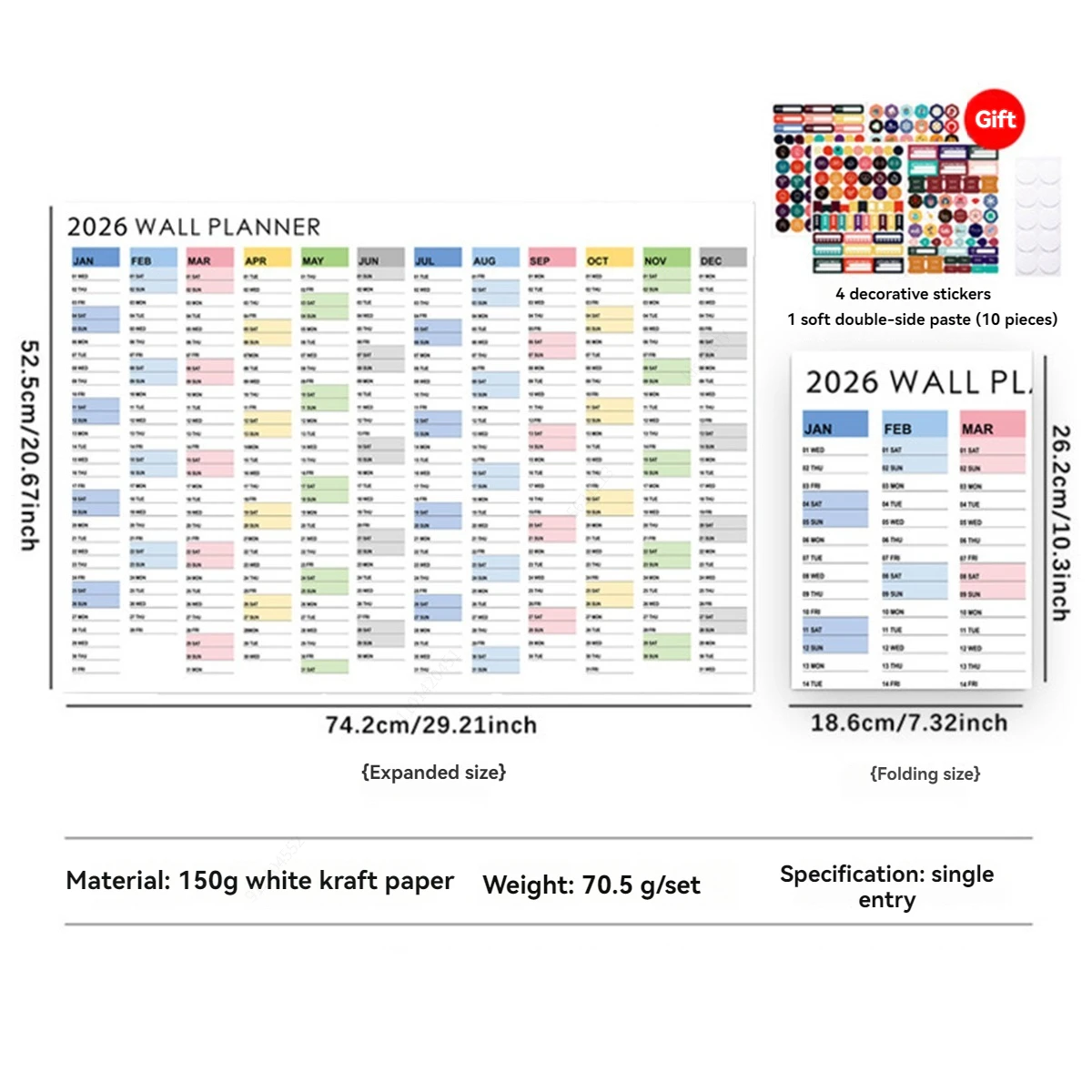 2026 Calendar, Large Calendar Kawaii To Do List Planner Target ,  Schedule Planner, Large Multi Month Reusable Poster