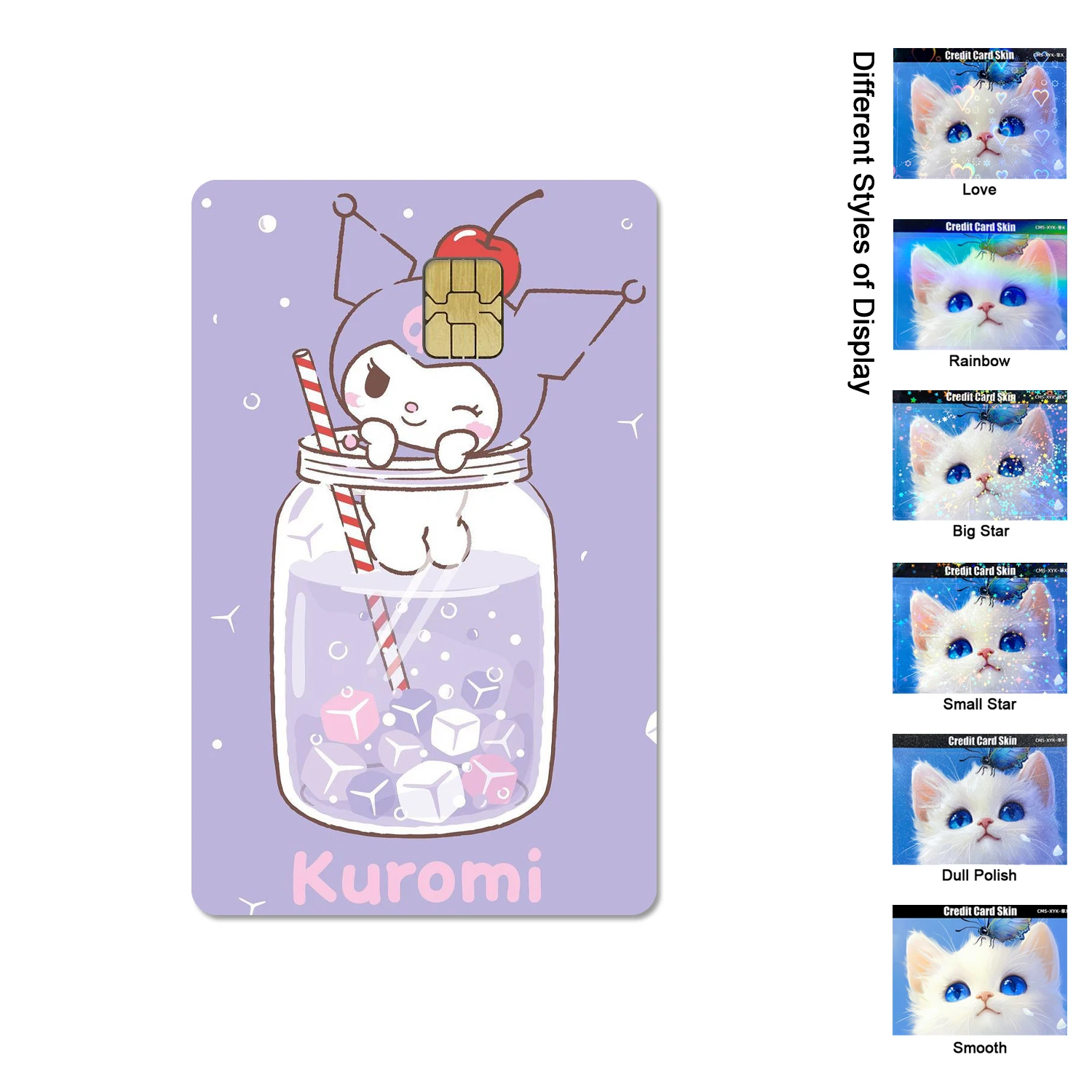 Sanrio Cartoon Animation Kawaii Kuromi 2.5D HD Matte PVC Aufkleber Film Band Haut für Kreditkarte Debitkarte Wasserdicht Sticke