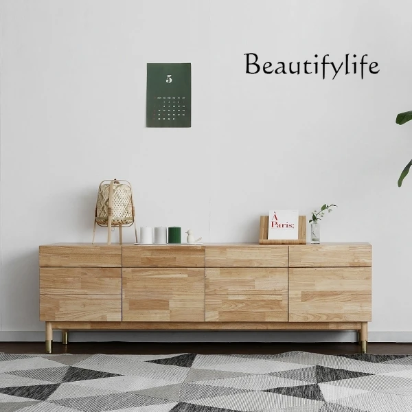 

Nordic all solid wood dining side cabinet modern simple living room light luxury TV cabinet restaurant storage simple