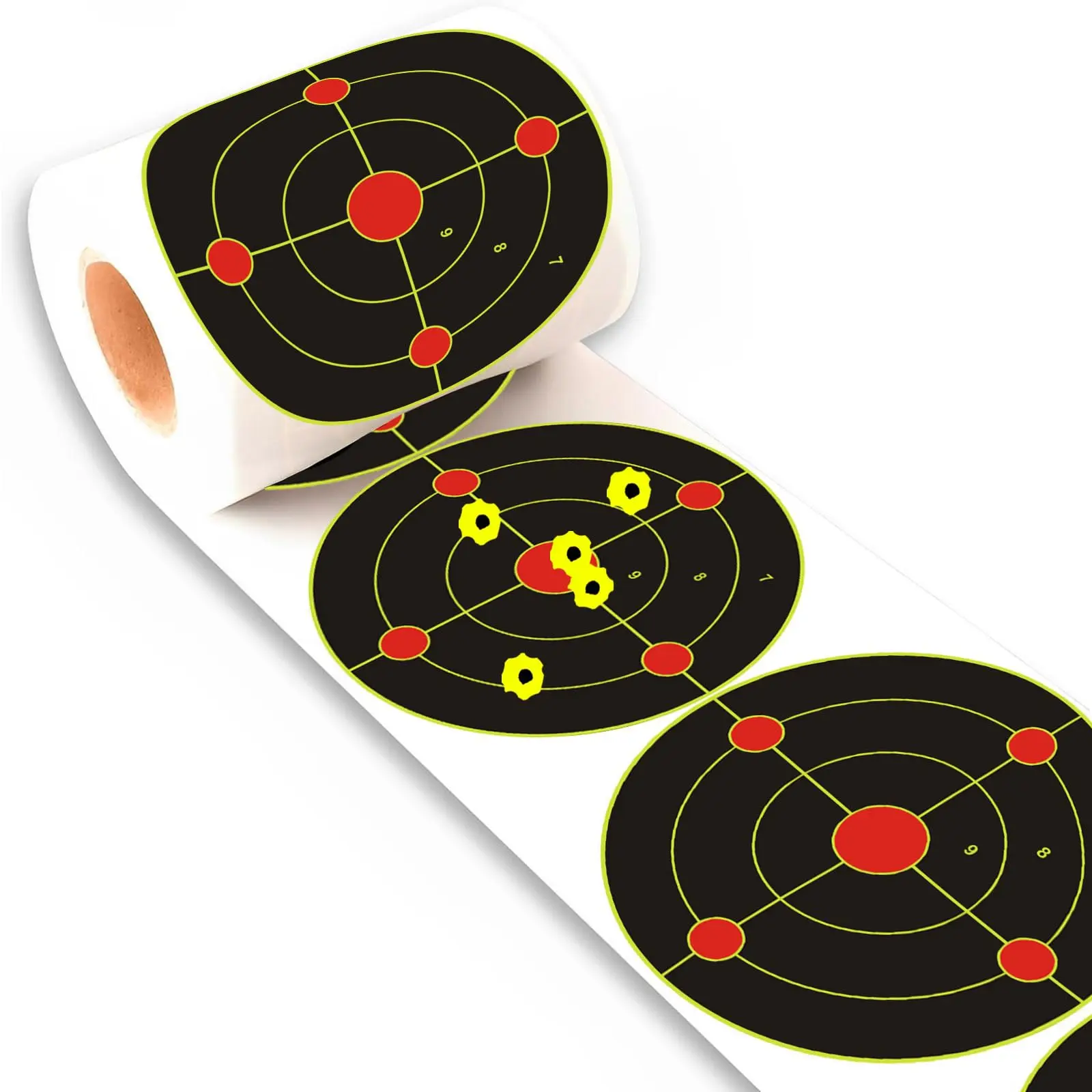 JOAXOR 6 Inch Reactive Splatter Target Stickers, 100-Pack Self-Adhesive Roll for Shooting Range