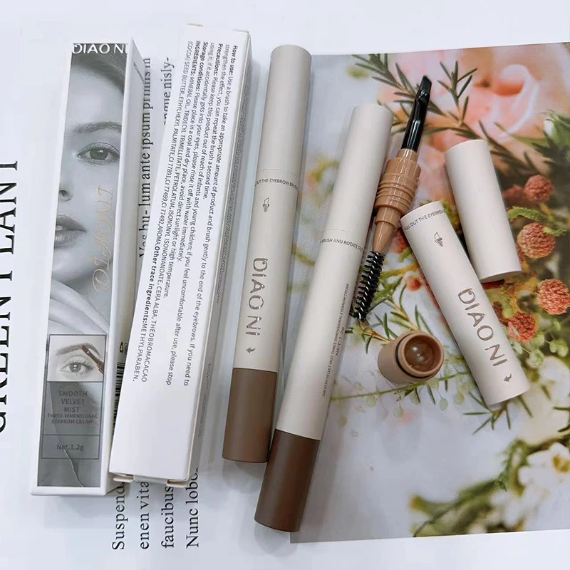 3-in-1 Double Ended Brow Pomade with Brush, Waterproof Eyebrow Pencil & Filler for Natural Defined Brows, All-in-One Brow Kit