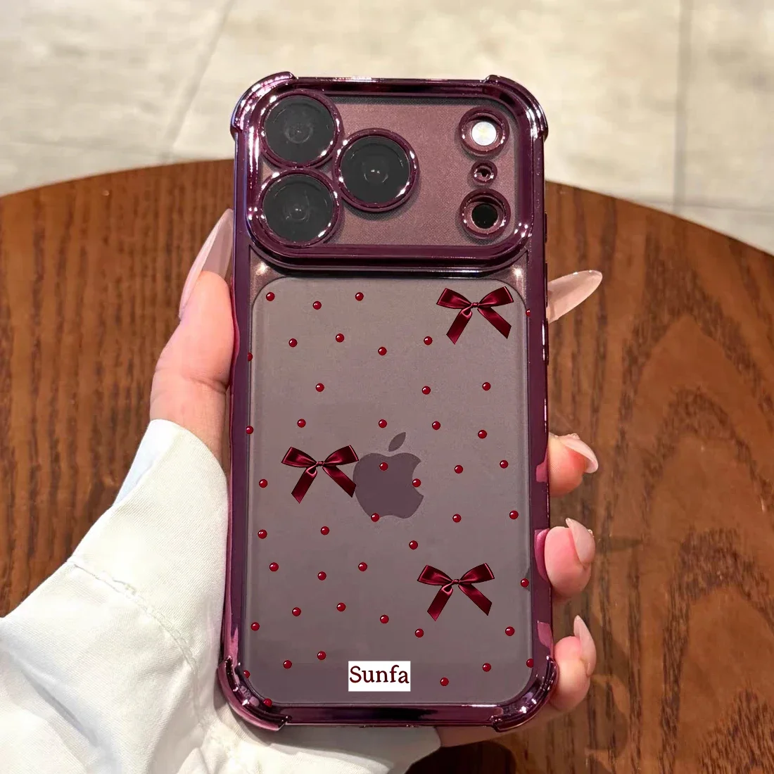 Luxury Burgundy Polka Dots Bow Case For Samsung Galaxy A57 A37 A27 A56 A16 A55 A35 A36 A34 A26 A53 A52 A23 A15 A14 A07 A06 Cover