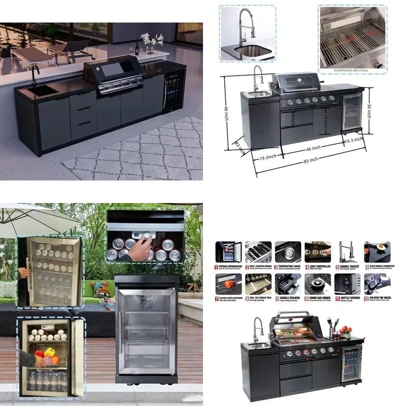 Modern Large Outdoor Kitchen BBQ Island Stainless Steel Eco-friendly Durable Grill Set for Garden Party