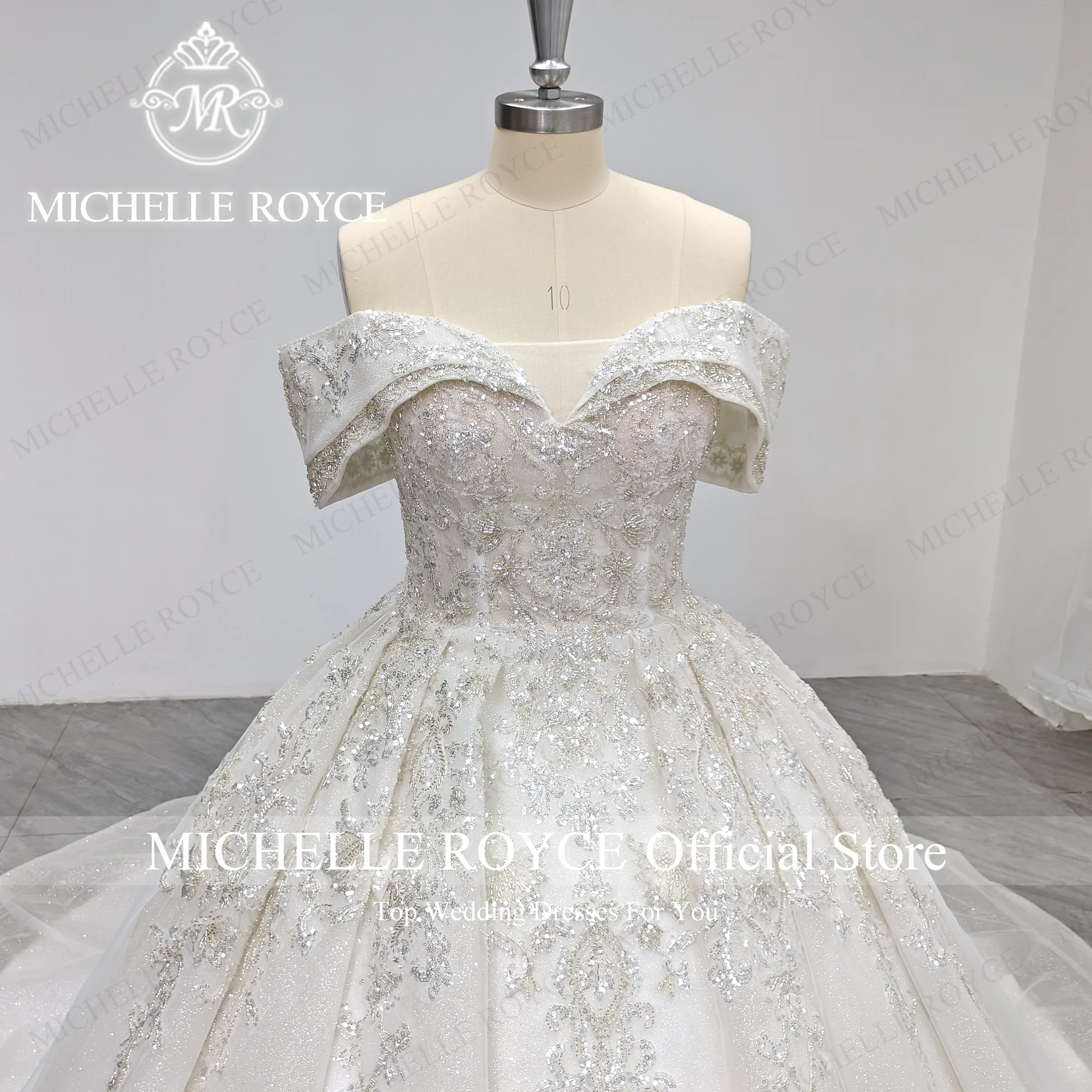 Michelle Royce Ball Gown Wedding Dress For Women 2023 Exquisite Sweetheart Sleeveless Embroidery Beading Sequined Wedding Gown