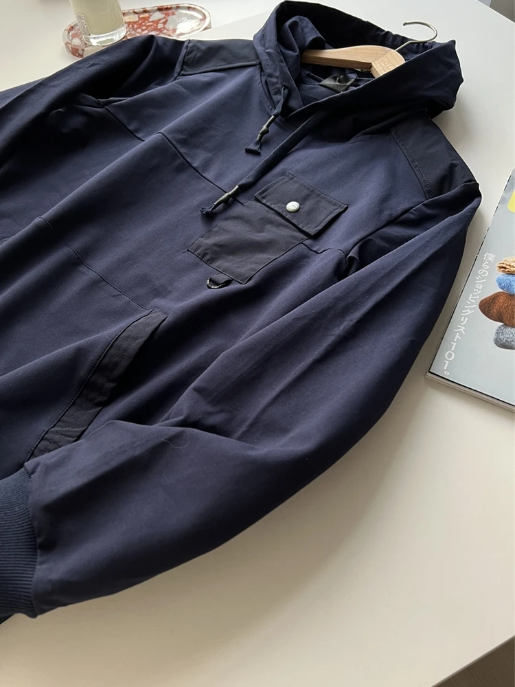 

Outdoor Workwear Sle Spring Men's Waed Soft Loop Knit Sport Casual Hoodie Sweatirt Straight Leg Pure Color Youth