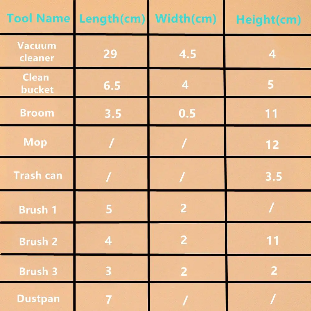 9 ピース/セット新スタイル子供教育安物の宝石クリーニングキットドールハウス家具ミニ人形アクセサリーモップほうきおもちゃ家庭用ツール