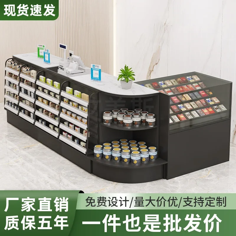Supermarket convenience store checkout page cigarette cabinet display cabinet integrated shelf combination cosmetics