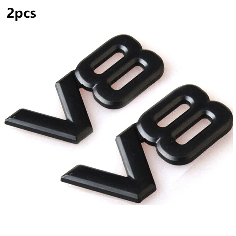 2pcs V8 Emblem 3D Metal Sticker Badge Fender V8 Racing Emblem Black Auto For Universal Cars motorcycle