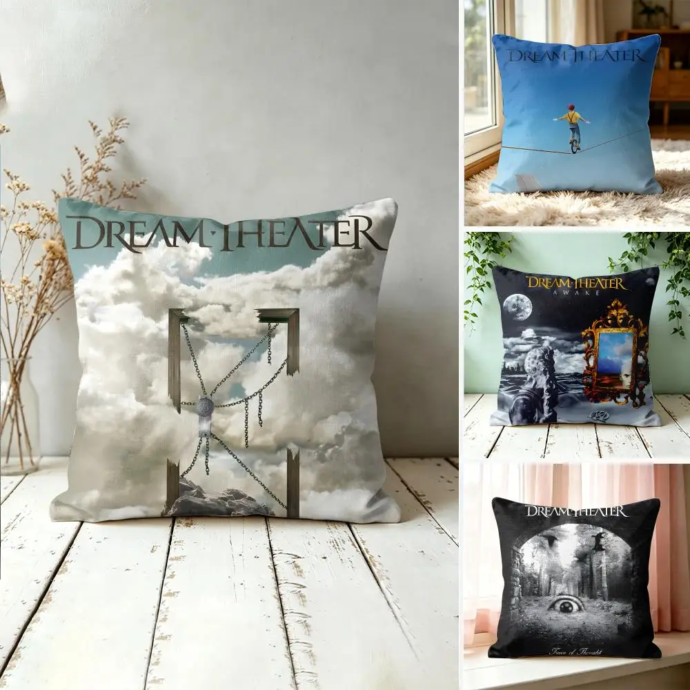 Rock Band D-Dream Theater Cushion Cover Wrinkle-Resistant Short Plush Cushion Covers Breathable Machine-Washable