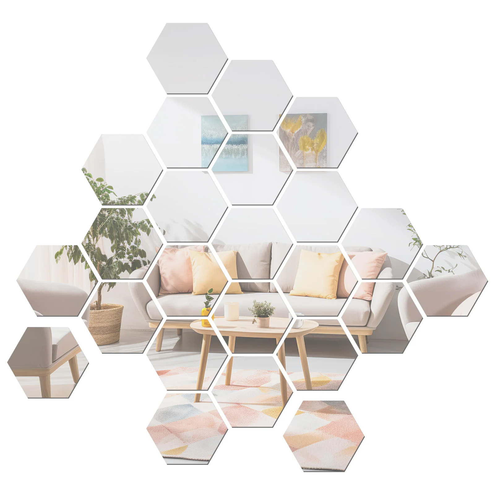 

36 Pcs Hexagonal Acrylic Mirror Wall Stickers 10x5x8 6cm Silver Bedroom Living Room Decor Modern Adhesive Decals