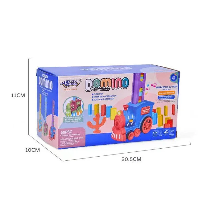 Children Electric Laying domino train automatic card casting Brick Block set Creative parent-child interactive Education DIY Toy