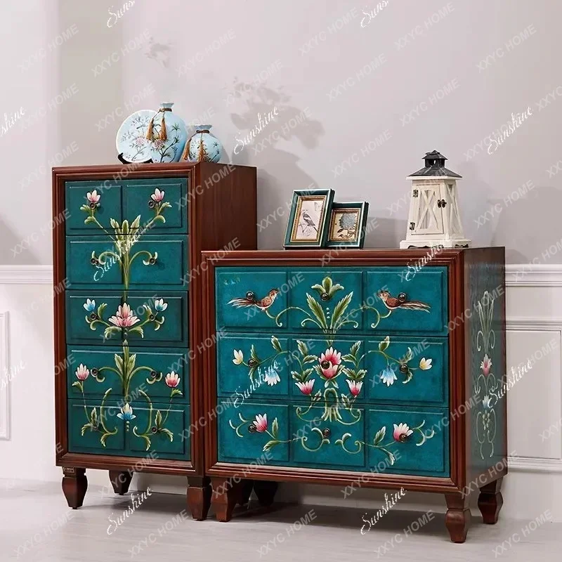 

rural retro painted chest cabinet living room wall storage cabinet
