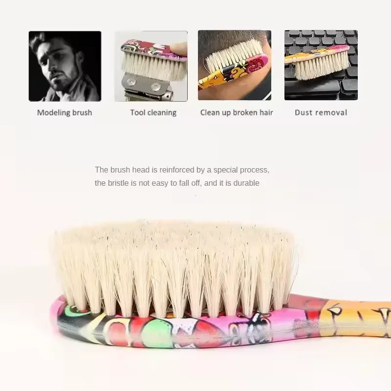 แปรงตัดผม 2 in 1 สำหรับผู้ชาย ขนม้า สำหรับปัดเคราและทำความสะอาดบริเวณลำคอ นวด ขจัดเส้นผมที่หลุดร่วง อุปกรณ์จัดแต่งทรงผมขั้นสูงเพื่อความเงางาม