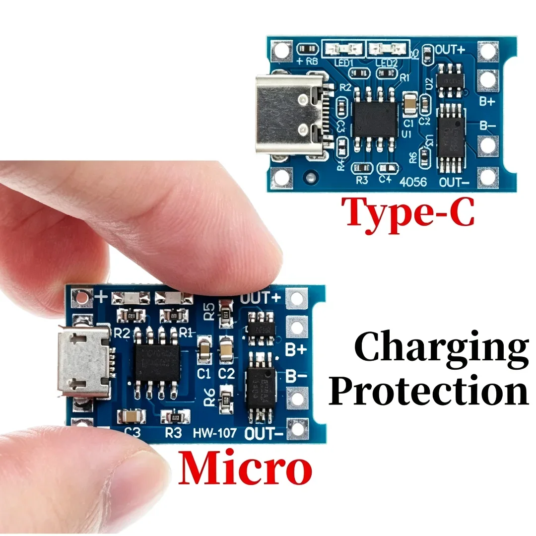 2/5PCS 5V 1A Micro/Type-c 18650 TP4056 Lithium Battery Charger Board With Protection Dual Functions Liion