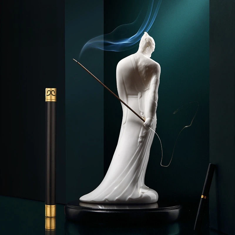 

Zen incense insert ornament white porcelain Qitian Dasheng handmade sculpture art figure