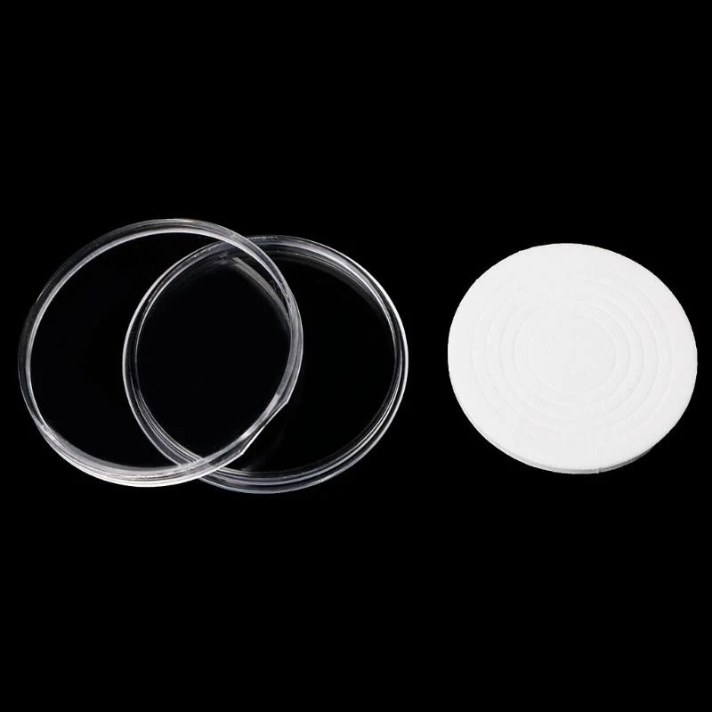 F92Bラウンドコインストレージボックス46mm 5サイズのパッドリング付きプラスチックコインホルダー
