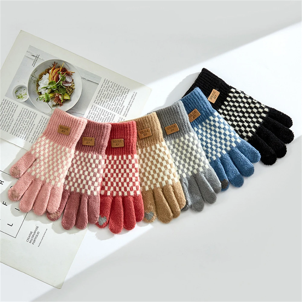 Ladies cute finger winter warming thicken anti-freezing knitted wool gloves   ST-1832