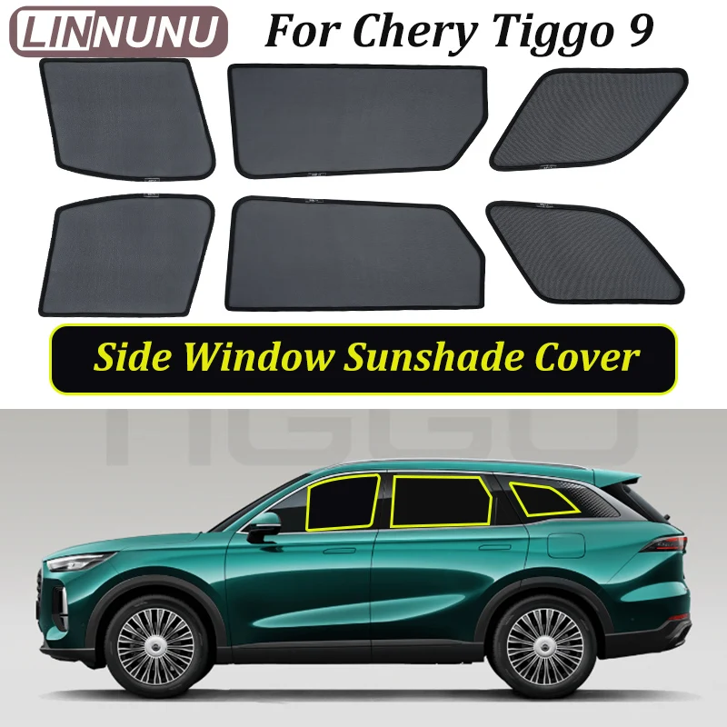 LINNUNU Car Curtain Side Window Magnetic Sunshade Mesh Summer Sun Shade UV Protection for Chery Tiggo 9 2025 2026 27 Accessories