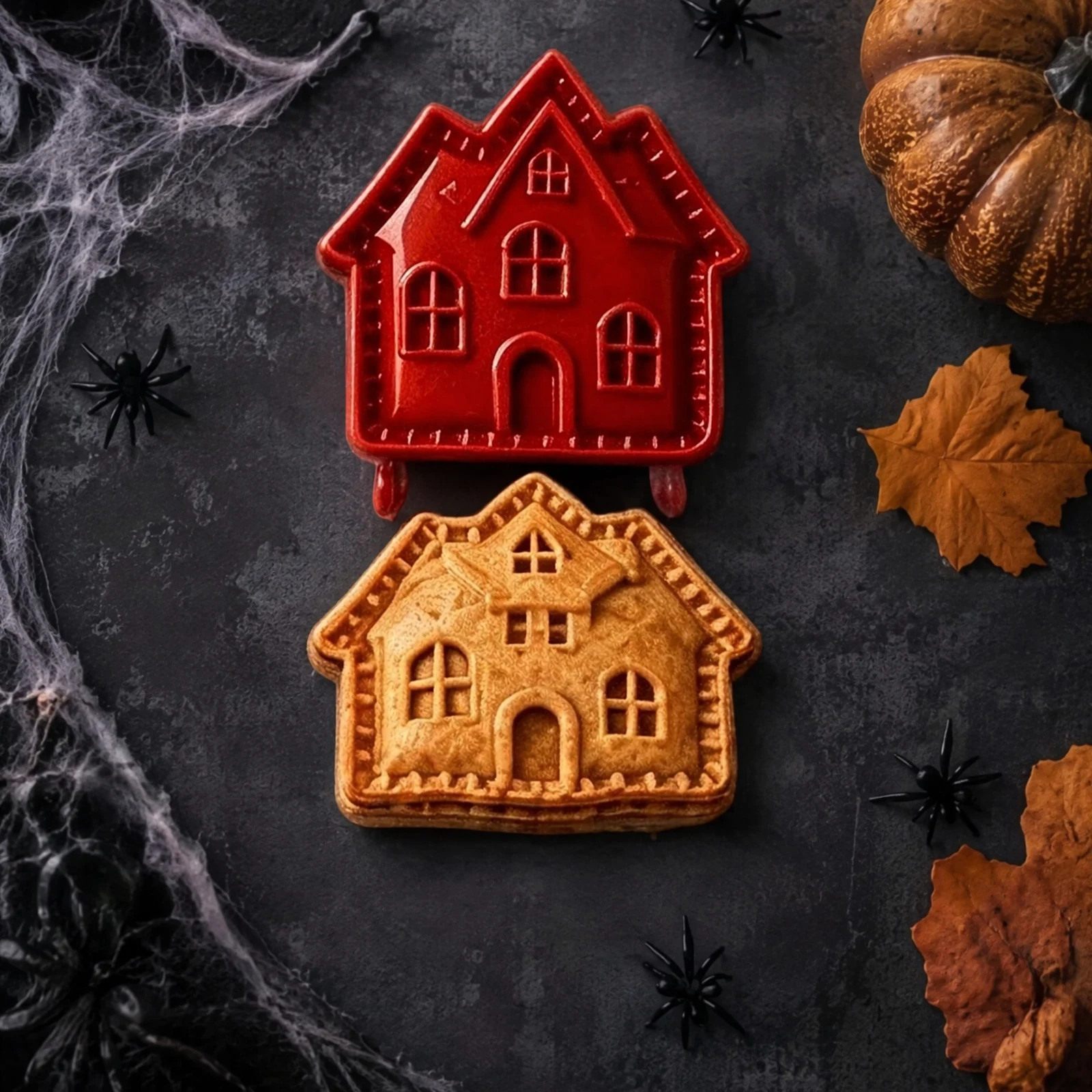 Mini Pastry Set Halloween 8 Spooky Shapes Pumpkin Ghost Bat Skull Witch Hat Spider Web Haunted House Fall Baking Tool