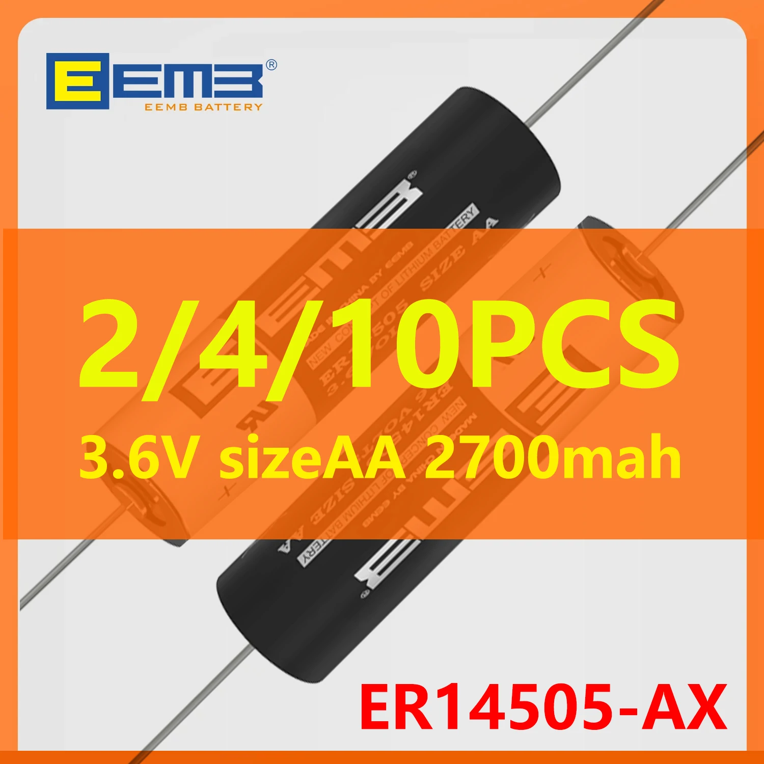 Opcional 2/4/10 Uds EEMB ER14505 con eje AX 3,6 V AA batería de litio 2700mAh ER14505-AX con aguja de soldadura no recargable